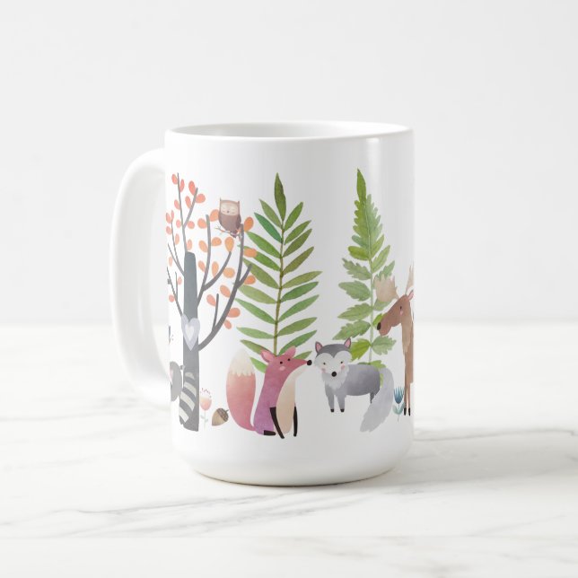 Mug Forêt de verdure d'arbres d'animaux de région (Devant gauche)