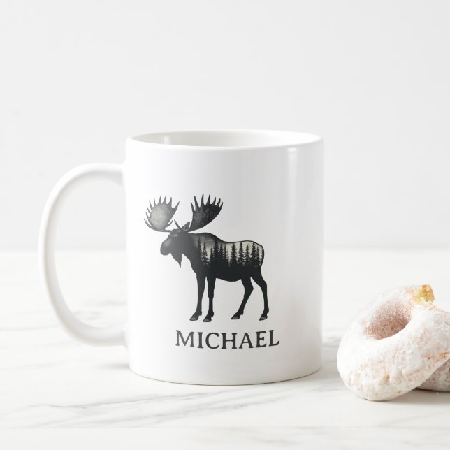 Mug Forêt d'hiver Bois Élan Personnalisé   (Avec donut)