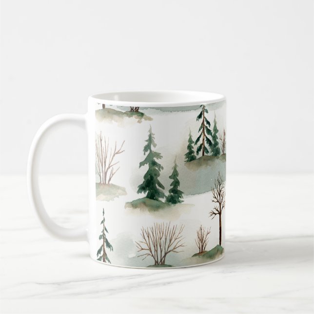 Mug Forêt d'hiver : Flou vert à main (Gauche)