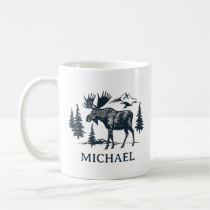 Mug Forêt d'hiver Moose personnalisé en bois 