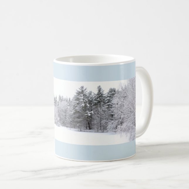 Mug Forêt hivernale glaciale et panorama d'étang gelé (Devant droit)