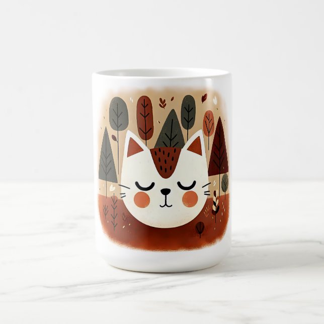 Mug Forêt mignonne de chats Automne bois endormi Kitty (Centre)