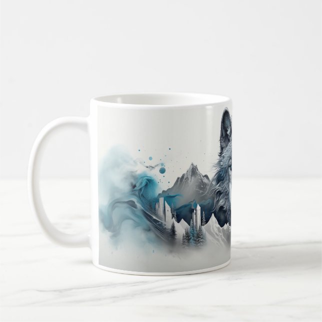 Mug Forêt Puissante de Wolf Rêve Silvery (Gauche)
