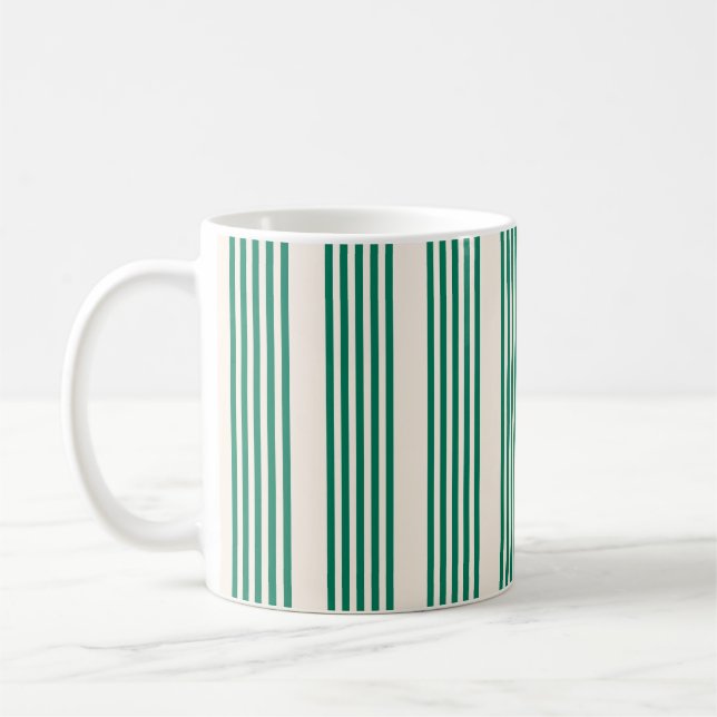 Mug Forêt vert et beige cinq bandes motif (Gauche)