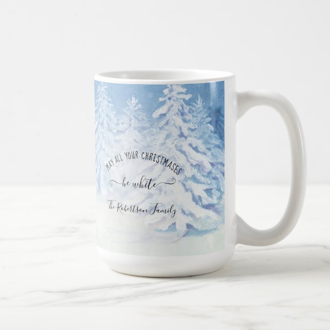 Mug Forêts à neige Cerfs Noël Famille d'hiver (Droite)