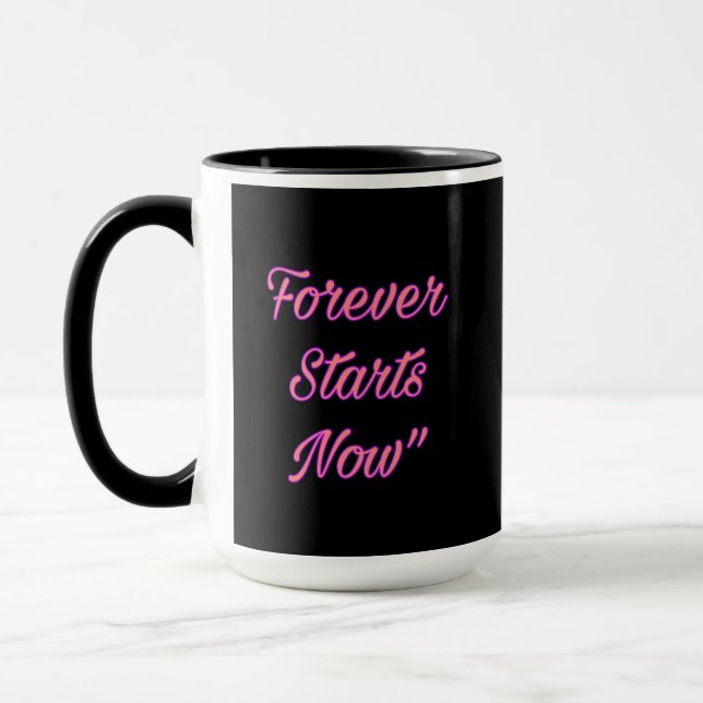 Mug Forever commence maintenant - Love Citation Cérami (Gauche)
