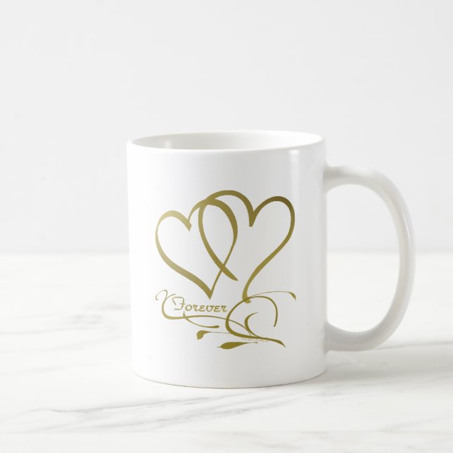 Mug Forever Hearts Gold éditable couleurs arrière - pl (Droite)