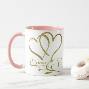Mug Forever Hearts Gold sur blanc