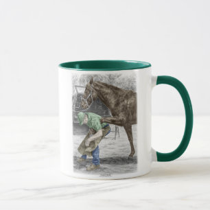 Mug Forgeron de maréchal-ferrant chaussant le cheval