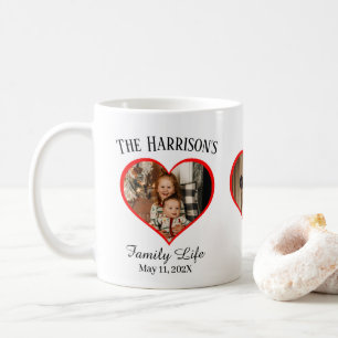 Mug Forme cardiaque Famille Photo Souvenirs doux Café 