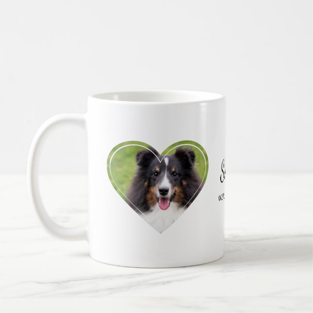 Mug Forme cardiaque personnalisée Photos d'animaux dom (Gauche)