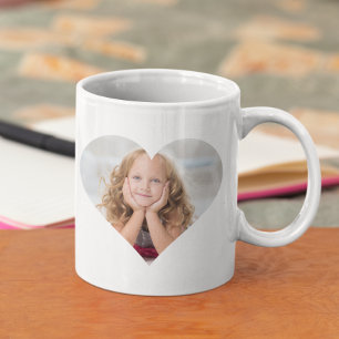 Mug Forme cardiaque Photo personnalisée Modèle cadeau