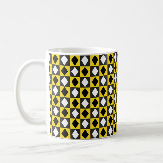Mug Forme de diamant jaune noir blanc Rhombus (Gauche)
