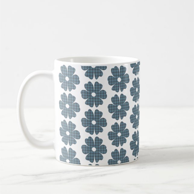Mug Forme de fleur à carreaux bleu gris (Gauche)