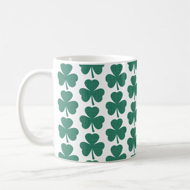 Mug Forme de trèfle à carreaux vert classique (Gauche)