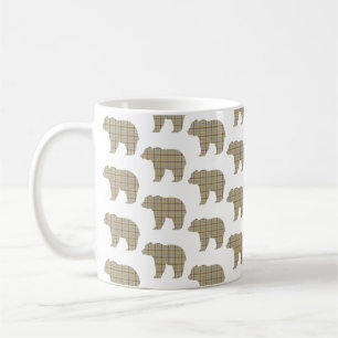 Mug Forme d'ours à carreaux Brun Tan Cabane Core