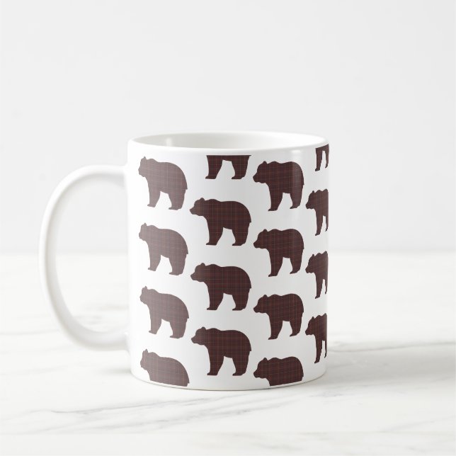 Mug Forme d'ours à carreaux Marron Cabin Core (Gauche)