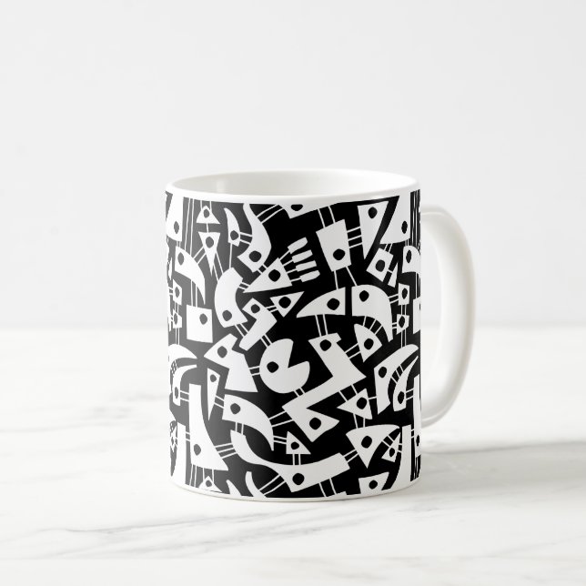Mug Formes Abstraites 180318 - Blanc sur noir (Devant droit)