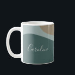 Mug Formes Abstraites dans le nom de script personnali<br><div class="desc">Formes Abstraites en Turquoise Nom de script personnalisé Café Mug</div>