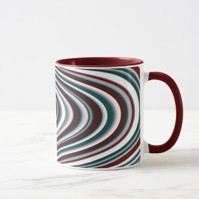 Mug Formes Abstraites de Courbe Rouge Marron et Bleu T (Droite)