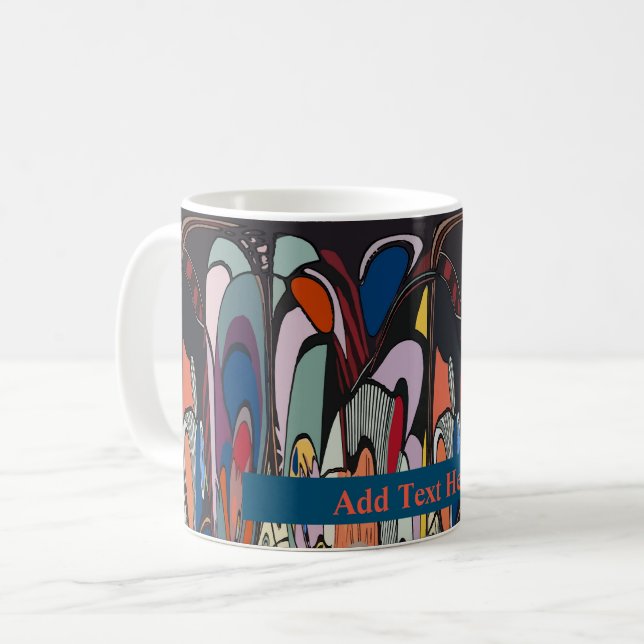 Mug Formes Abstraites, Style Matisse, ajouter du texte (Devant gauche)