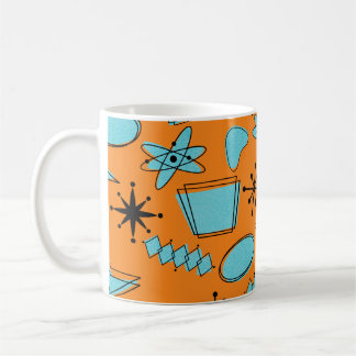 Mug Formes atomiques MCM Turquoise sur orange