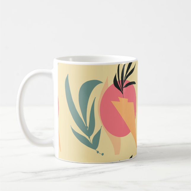 Mug Formes d'illustration de plante abstraite Rose Jau (Gauche)