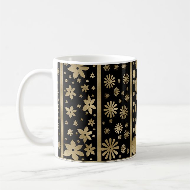 Mug Formes et Fleurs Tangle en noir et or (Gauche)