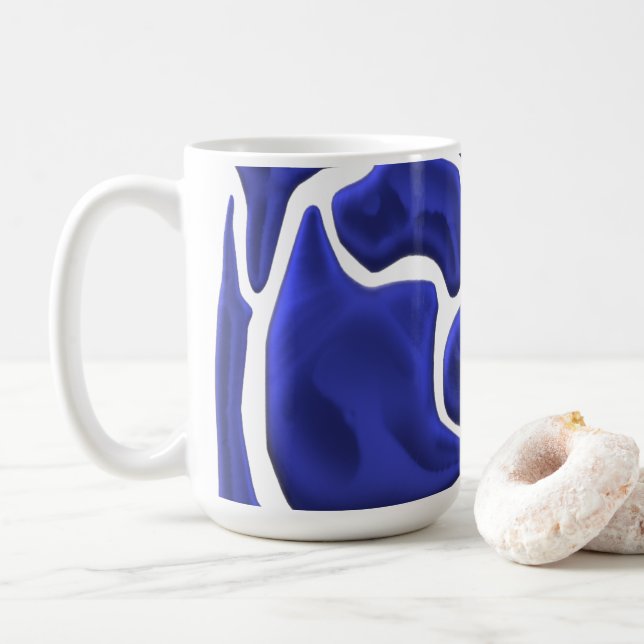 Mug Formes fluides bleues abstraites – Art moderne 3D (Avec donut)
