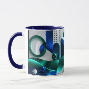 Mug Formes Géométriques Abstraites Vibrantes Bleu Et S