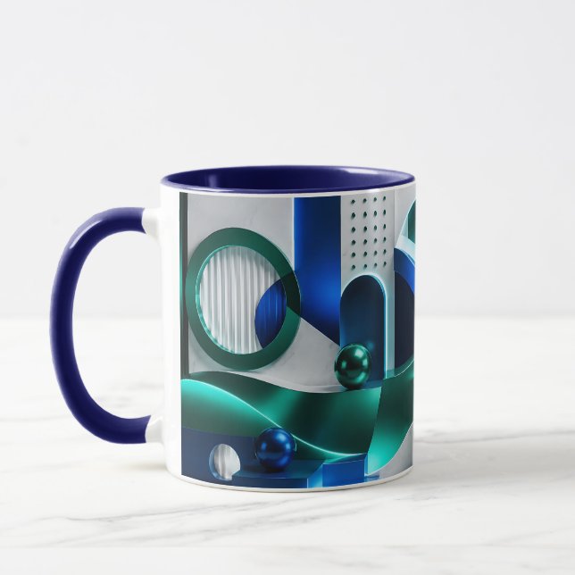 Mug Formes Géométriques Abstraites Vibrantes Bleu Et S (Gauche)