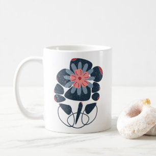 Mug formes géométriques avec fleur colorée