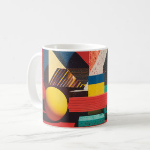 Mug Formes géométriques colorées sur fond rouge