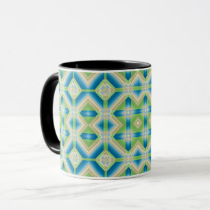 Mug Formes géométriques d'abstraction bleu vert blanc 
