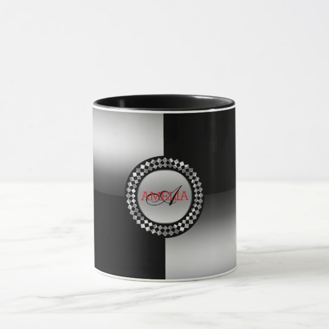 Mug Formes géométriques en argent et noir (Centre)