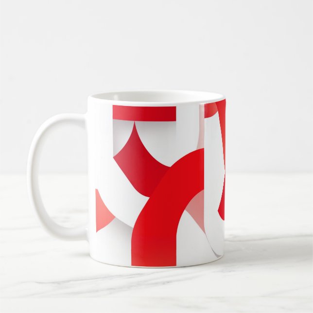 Mug 🔴 Formes Géométriques en Rouge et Blanc ⚪ (Gauche)