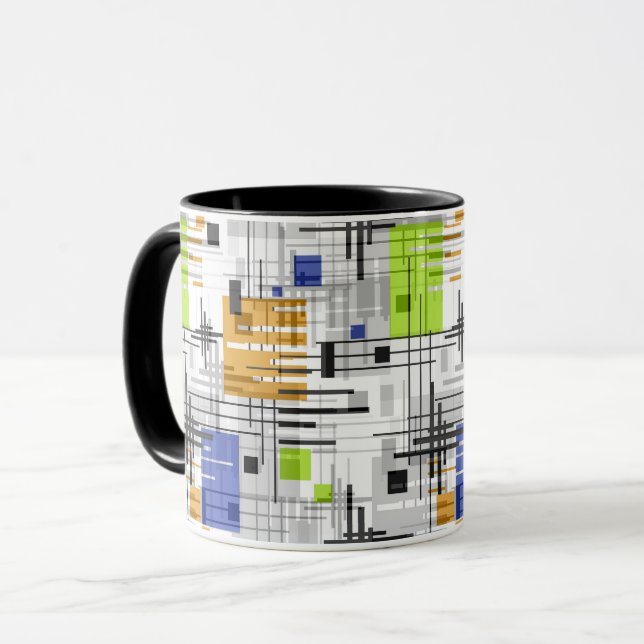 Mug formes géométriques modernes Abstraites rayées (Devant gauche)