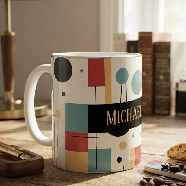 Mug Formes Géométriques Modernes Avec Nom (Créateur téléchargé)