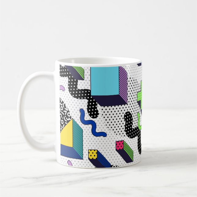 Mug Formes géométriques multicolores, motif rétro. (Gauche)