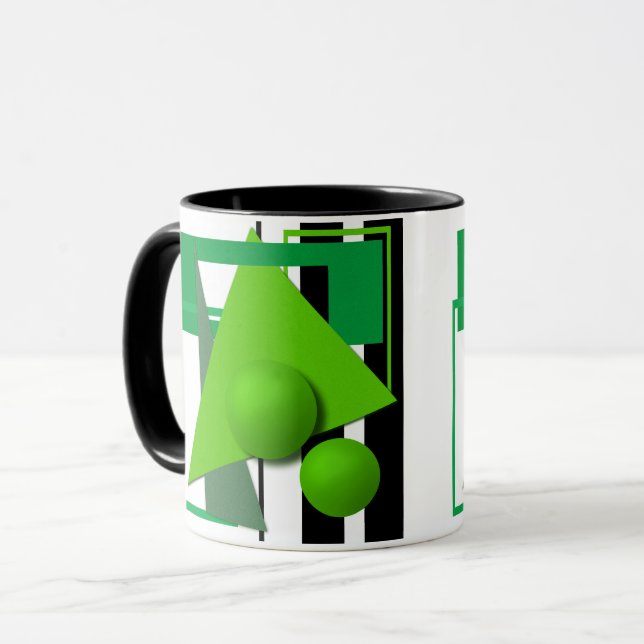 Mug Formes géométriques vert néon abstraites cercle sp (Devant gauche)