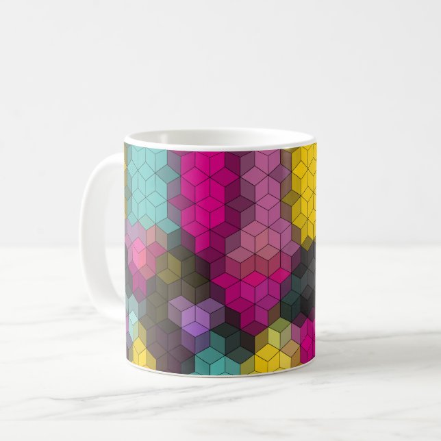 Mug formes hexagones géométriques modernes Abstraites  (Devant gauche)