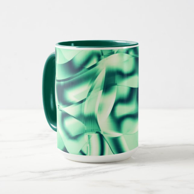 Mug Formes vert courbé d'acrylique, teintes vert menth (Devant gauche)