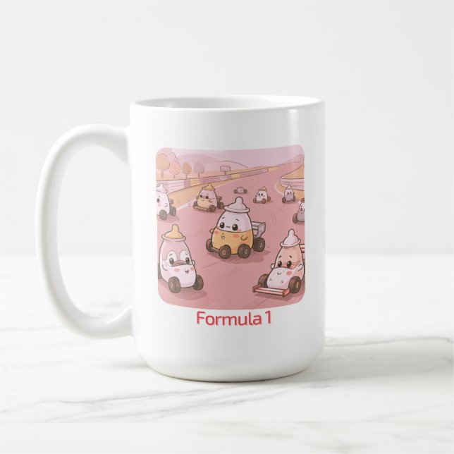 Mug Formule 1 Biberon Voiture de Course Mignon Dessin  (Gauche)