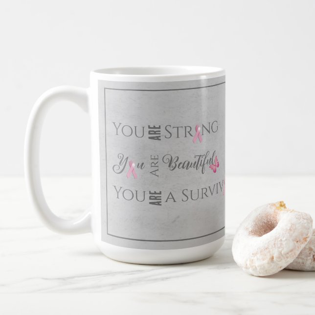 Mug Fort et beau | Survivant du cancer du sein (Avec donut)