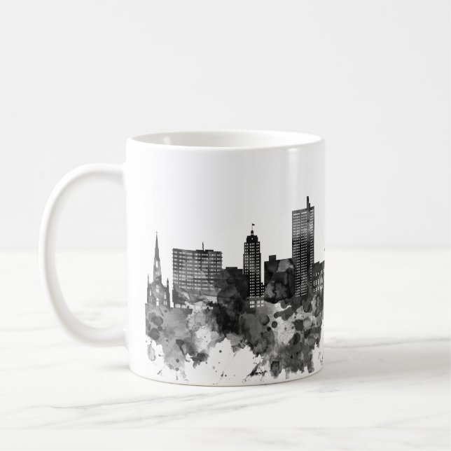 Mug Fort Wayne Indiana Skyline BW (Gauche)
