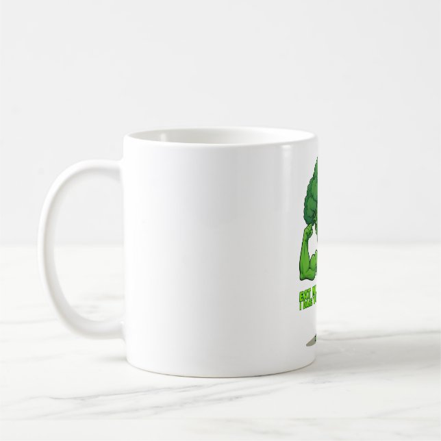 Mug Forte Légume Club-Flexing Broccoli Drôle Cartoon (Gauche)