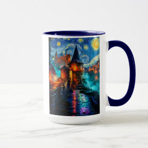 Mug Forteresse Fantastique de la Nuit Étoilée Art Magi