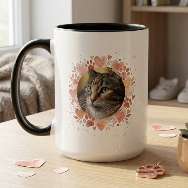 Mug Foster Fail Pet Photo Heart Wreath Gift (Foster failure celebration pet adoption mug)