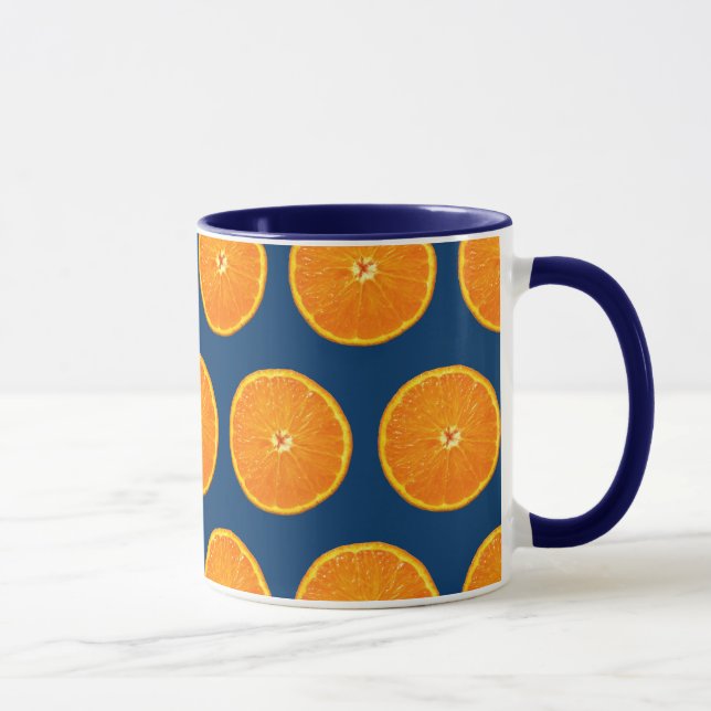 Mug Fou sur des clémentines - bleu (Droite)