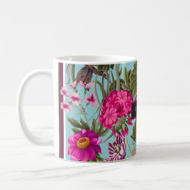 Mug Foulard design avec géraniums et fleurs sauvages.  (Gauche)